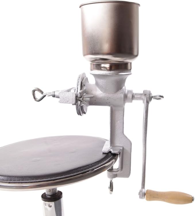 500# Home Use Hand Cranking Grain Grinder Corn Wheat Coffee Cast Iron Big Hopper Grain Manual Grinder - Silver