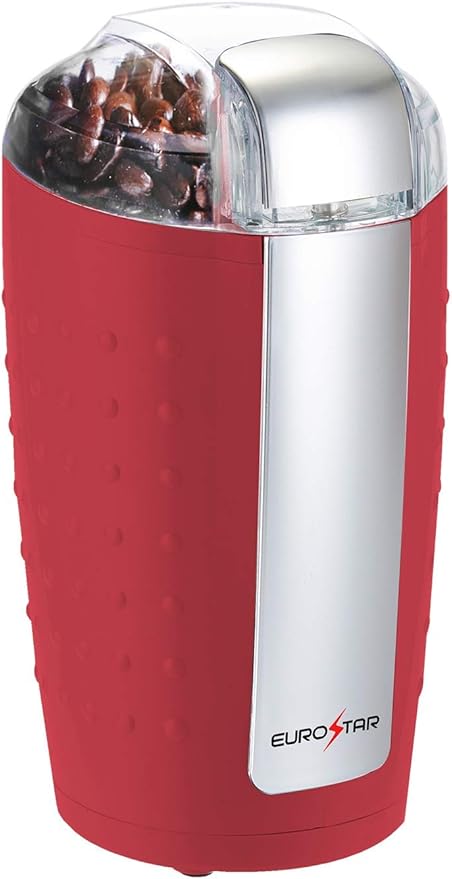 EUROSTAR EG201R 3oz Electric Coffee Grinder with Stainless Steel Blades, Red