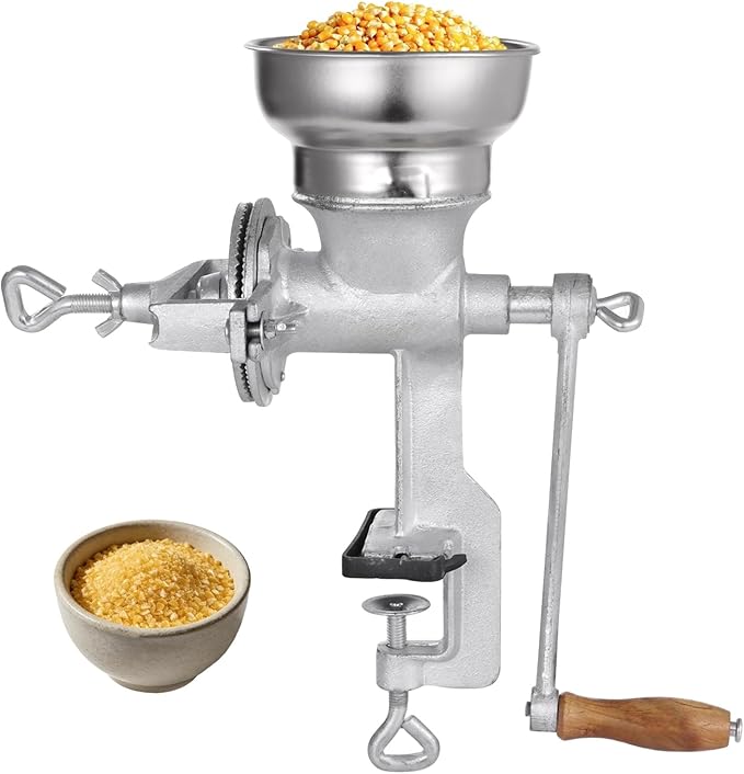 Corn Grinding Machine,Hand Mill GrainGrinder Cast Iron Manual Crank Grain Grinder,Wheat Grinder with Adjustable Coarseness & Wooden Handle for Corn, Coffee, Beans, Nuts, Domestic Use