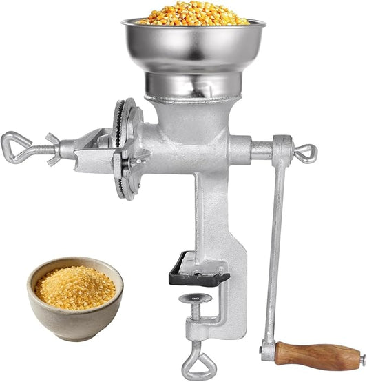 Corn Grinding Machine,Hand Mill GrainGrinder Cast Iron Manual Crank Grain Grinder,Wheat Grinder with Adjustable Coarseness & Wooden Handle for Corn, Coffee, Beans, Nuts, Domestic Use