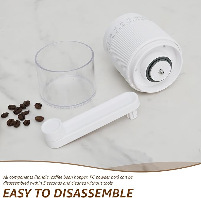 Manual Coffee Grinder, Adjustable Coarse to Fine, Portable Hand Crank Coffee Bean Mill with 35 Adjustable Settings for Espresso French Office Home Camping(white)