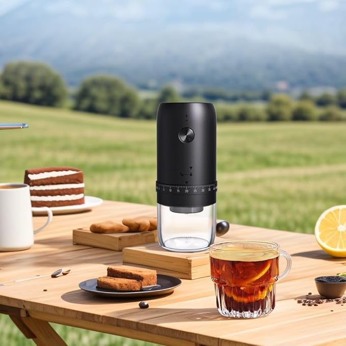 Portable Electric Burr Coffee Grinder with 40 Adjustable Settings & 35g Capacity, 1800mAh Rechargeable Coffee Bean Grinder with Conical Ceramic Burr, for Travel, Camping (White)