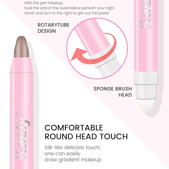 evpct 1Pcs Taupe Shimmer Cream Eye Shadow Brightener Sticks for Eyes Waterproof Pigmented, Double Ended Cream Eyeshadow Stick Pencil Pen with Applicator, Eye Shadow Palette Highlighter Makeup 19