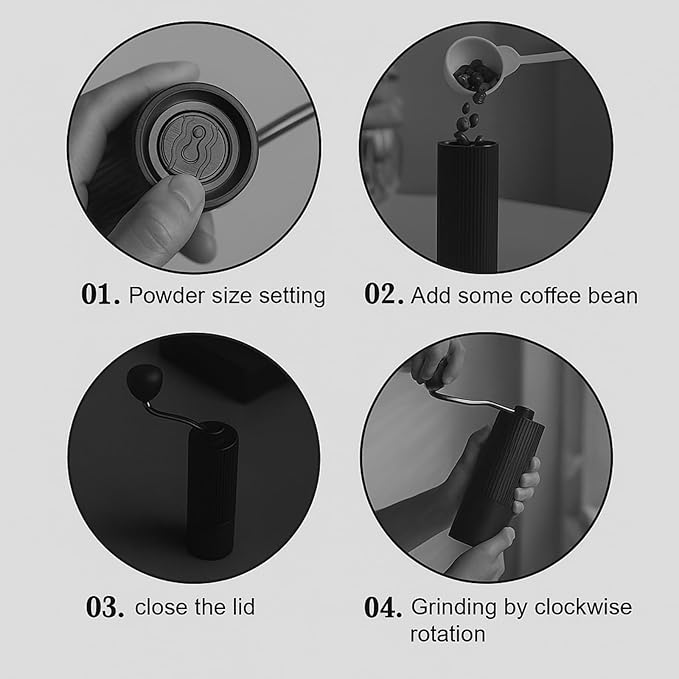 Manual Coffee Grinder – Stainless Steel CNC Conical Burr Hand Grinder, 30g Capacity, Adjustable Coarse-to-Fine Settings, Portable Coffee Mill With Brush (Black)