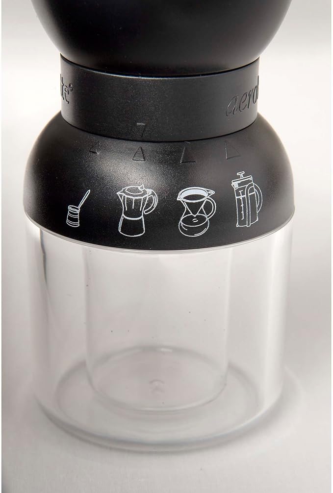 Aerolatte Precision Burr Coffee Grinder, Glass with Ceramic Mechanism, 1-Cup Capacity