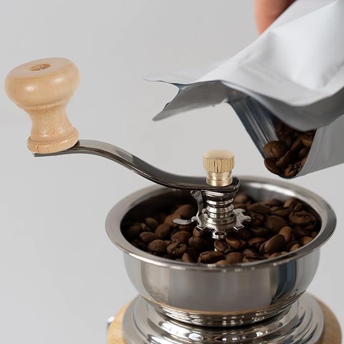 Mason Jar Manual Coffee Grinder, Stainless Steel Crank Burr Grinder for Coffee Beans, 70mm