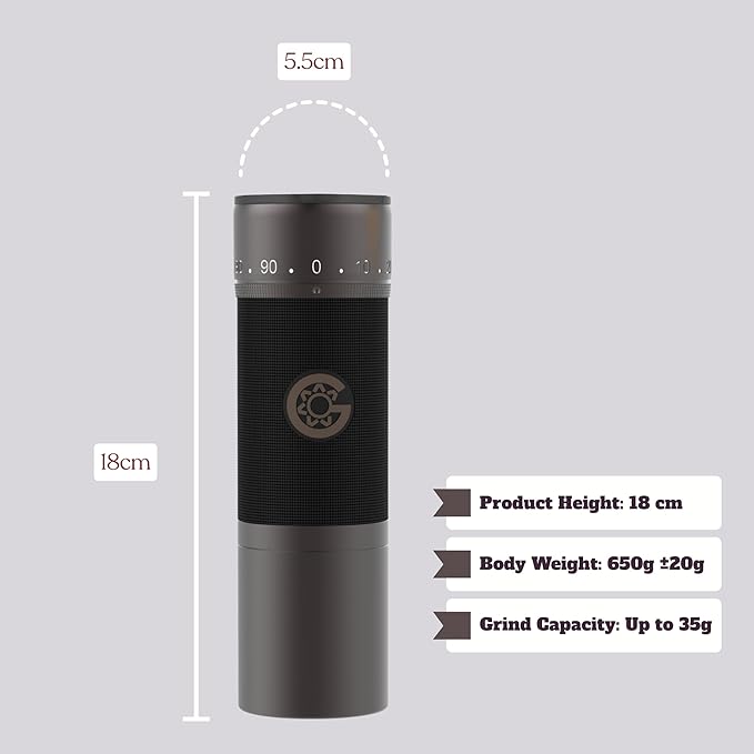 KINGrinder K7 Manual Coffee Grinder, Bent Handle, Magnetic & Clip Powder Catcher, Pro‑Level 7‑Edge Stainless Steel Conical Burr, 30–35g Capacity