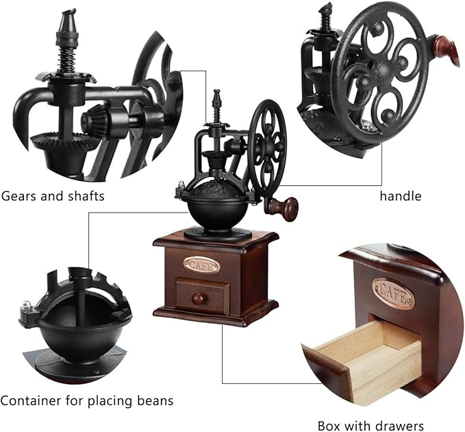 Manual Coffee Grinder Bean Grinders For Home Use Vintage Wooden Coffee Decor Retro Coffee Maker Hand Grinder Coffee Mill (Ferris wheel)