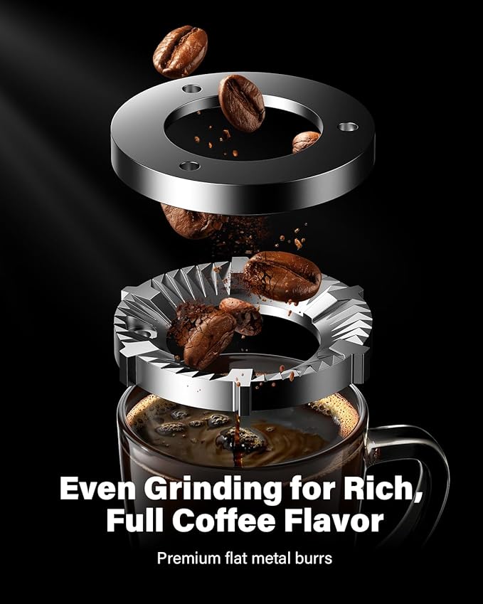 SHARDOR Electric Burr Coffee Grinder for Home Use, Coffee Bean Grinder for 32 Grind Settings, 40-Second Adjustable Timer, One-Touch Start & Cleaning Button, Black