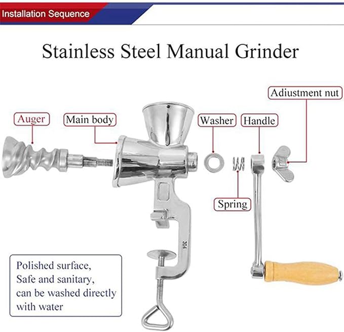 Manual Grain Grinder Hand Crank Grain Mill Stainless Steel Home Kitchen Grinding Tool for Coffee Corn Rice Soybean