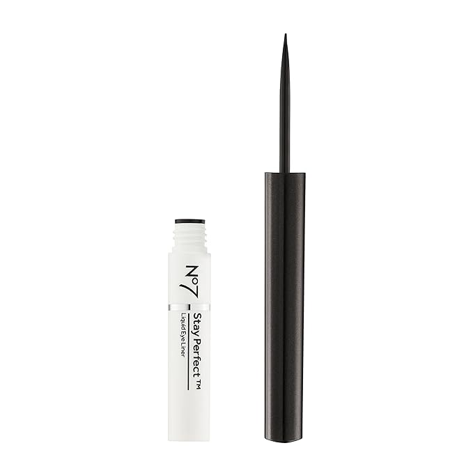 No7 Stay Perfect Liquid Eye Liner - Black - Precision Tip Liquid Eye Makeup - Quick Drying, Smudge Proof Black Eye Liner for Women - Long Lasting Up to 24 Hours (1.7ml)