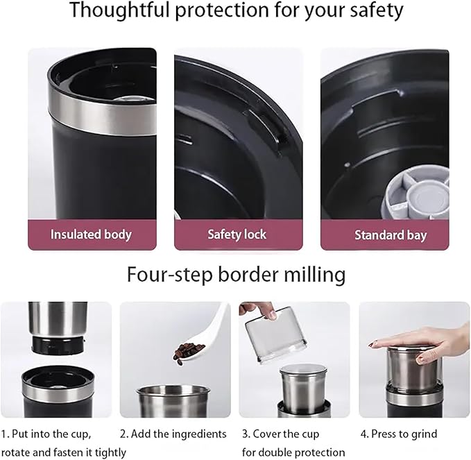 Electric Coffee Grinder, Innovative Coffee Grinder, With Heavy-Duty Stainless Steel Grind Blades,2/3 Cup Coffee Bean Capacity, One Touch Push-Button Control for Crus