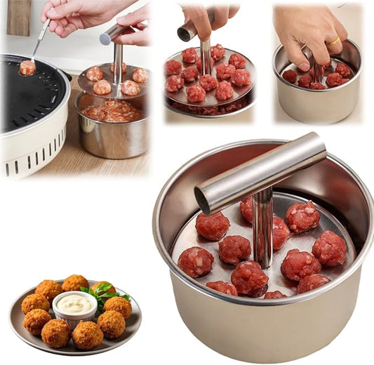 Stainless Steel Meatball Maker, 6/12 Balls Manual Meat Baller Maker Machine Press Tool,Meatball Made Tools,Meatball Making for Kitchen (12-Ball)