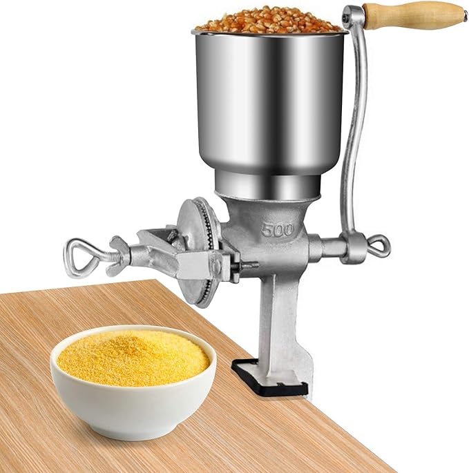 Manual Grain Grinder, Portable Hand Crank Grain Mill Home Kitchen Powder Grinding Machine Countertop Clamp Design, for Wheat Nut Corn Coffee Beans Grain Grinder