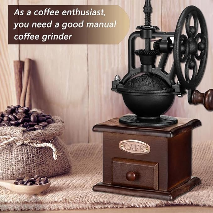 Manual Coffee Grinder Bean Grinders For Home Use Vintage Wooden Coffee Decor Retro Coffee Maker Hand Grinder Coffee Mill (Ferris wheel)