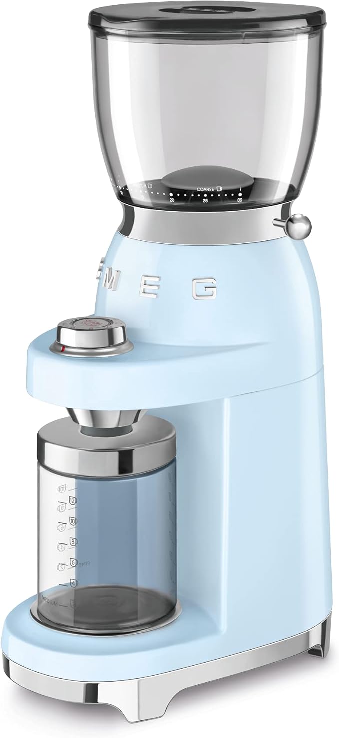 Smeg 50's Retro Style Aesthetic Coffee Grinder, CGF01 (Pastel Blue)