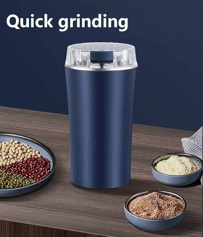 Electric Coffee Grinder, Portable Coffee Bean and Spice Grinder, 300W Powerful, Household Stainless Steel 8-Blade Blade, for Herbs, Spices, Coffee, Nuts, and Seeds (Black)