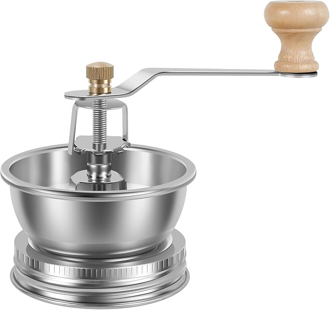 Mason Jar Coffee Grinder Coffee Hand Grinder for Espresso Manual Coffee Bean Grinder for Wide Mouth Mason Jars Conical Burr Coffee Bean Mil Ideal for Camping, Home Barista (70mm)