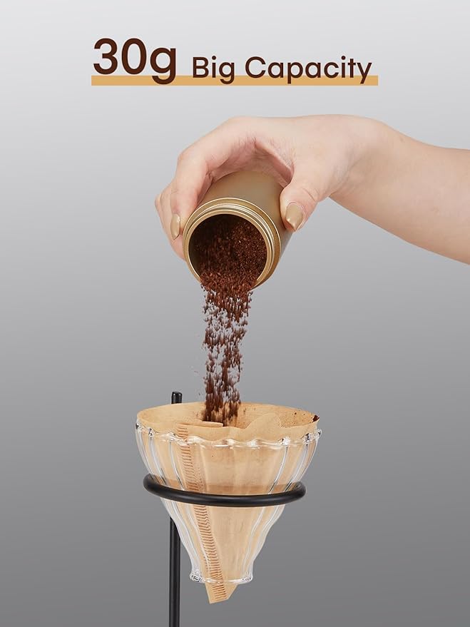 FOHERE Manual Coffee Grinder Capacity 30g with CNC Stainless Steel Conical Burr, Adjustable Coarseness for Espresso, Drip Coffee, and French Press, Portable Hand Grinder