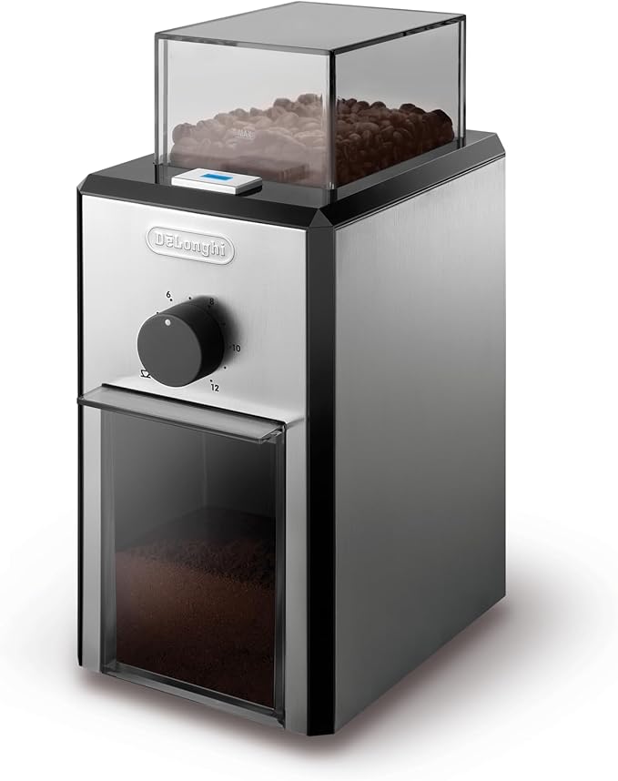 Delonghi Stainless Steel Burr Coffee Grinder, Silver