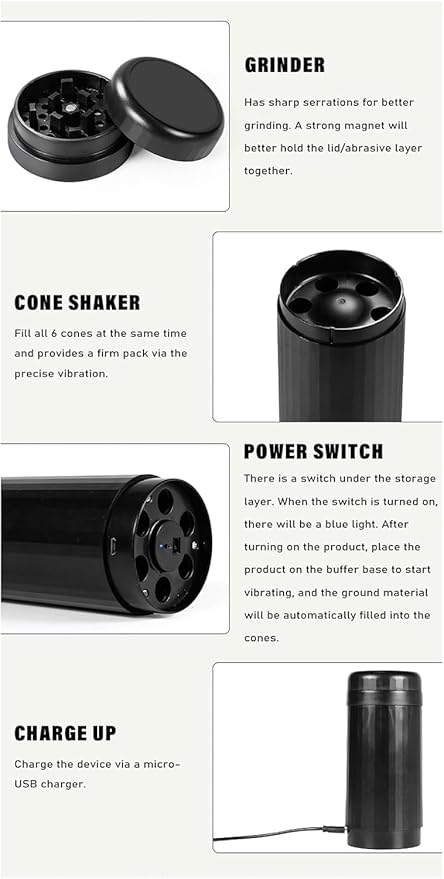 2in1 Roller Cylinder,Roller Mills Portable Swift Roll Cylinder Machine,Pro Roller Electric Grinder and Cone Filler,Say Goodbye to Hassle of Rolling by Hand (Electric Roller)