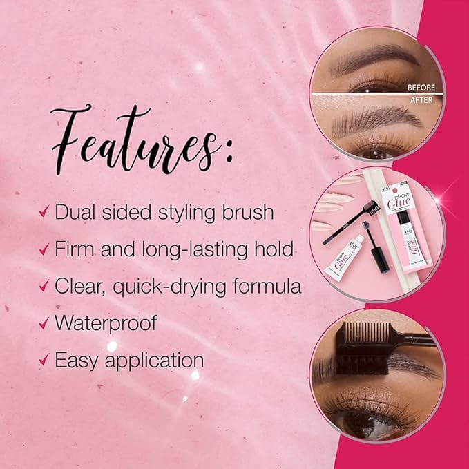 Ardell Brow Glue – Clear Eyebrow Gel for Instant Lamination Lift with Styling Brush, All day Extreme Hold Brow Gel for Fluffy Defined Brows, 0.35 oz