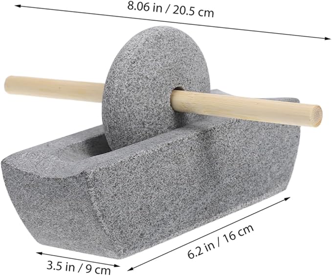 ABOOFAN 1 Set Traditional Chinese Stone Mill Manual Grinder with Hand Crank for Tea Spice Grinding Compact Rolling Pestle for Home Use Ergonomic Design for Effortless Grinding