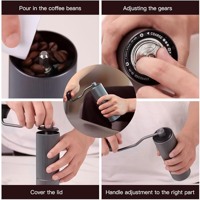 Manual Coffee Grinders with CNC Stainless Steel Burr for Espresso, Travel, Camping, Kitchen & Office, Small Hand Coffee Bean Grinder Manual(Black)