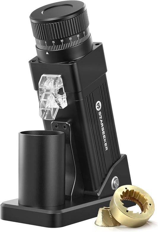 STARSEEKER E55 Pro Electric Coffee Grinder, 55mm Titanium Conical Burr - Professional Espresso Grinder with Stepless Adjustment & Anti-Static Tech, for Home, Office, Café Use