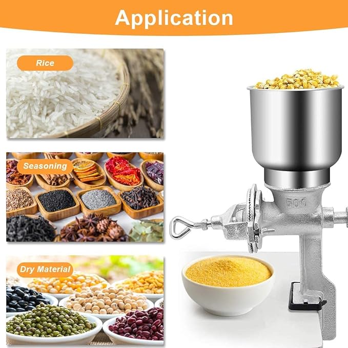 Manual Grain Grinder, Portable Hand Crank Grain Mill Home Kitchen Powder Grinding Machine Countertop Clamp Design, for Wheat Nut Corn Coffee Beans Grain Grinder