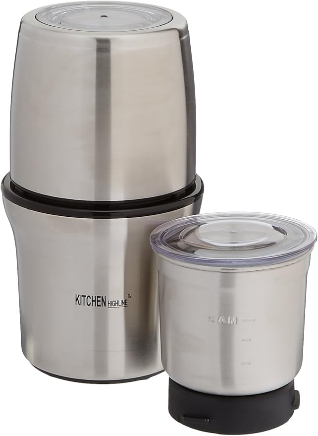 SP-7412S Stainless Steel Wet and Dry Coffee/Spice/Chutney Grinder with Two Bowls