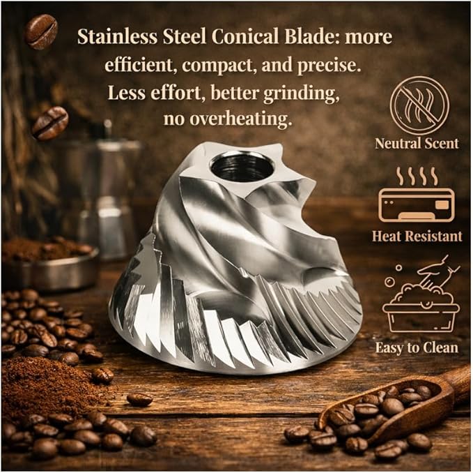 Garsal home. Electric Burr Coffee Grinder with 40 Grind Settings, Stainless Steel Conical Blades, Digital Measuring Spoon, USB-C Rechargeable Battery.
