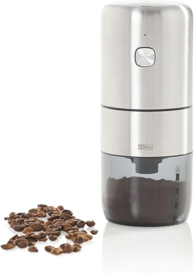 AdHoc Electric Coffee Grinder - Cordless & Rechargeable Grinder with Adjustable Settings - Compact Stainless Steel Coffee Tool for Espresso & Everyday Brewing