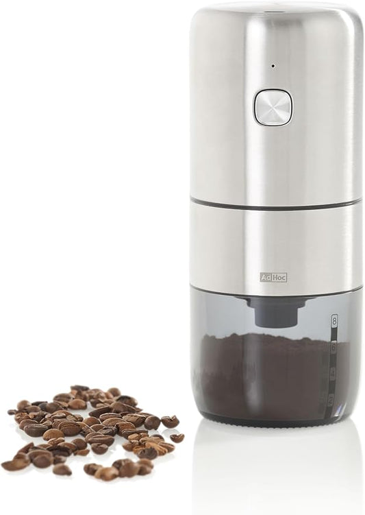 AdHoc Electric Coffee Grinder - Cordless & Rechargeable Grinder with Adjustable Settings - Compact Stainless Steel Coffee Tool for Espresso & Everyday Brewing