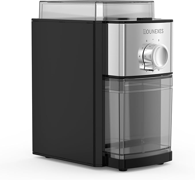 Burr Coffee Beans Grinder Electric for Home Use with 14 Grinding Settings, 2-12Cups, Silver Black
