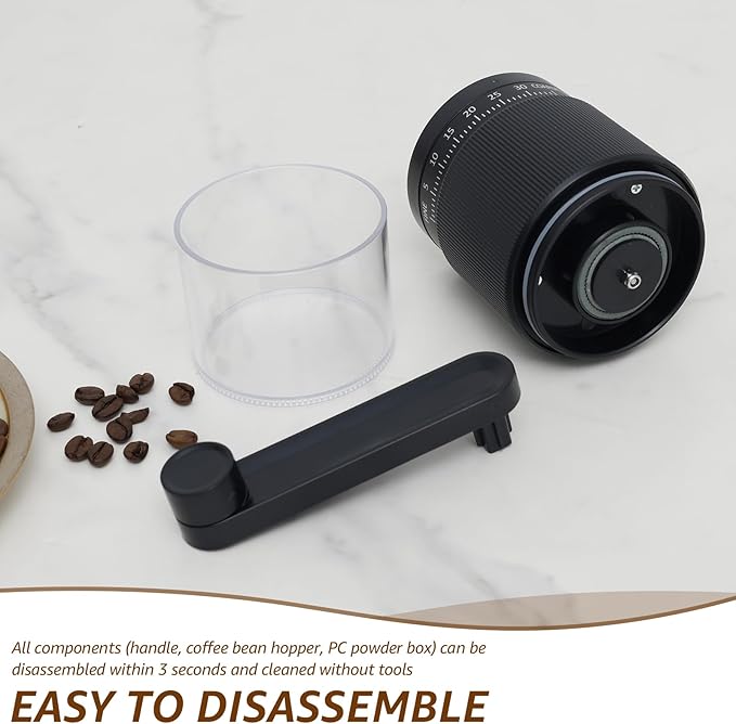 Manual Coffee Grinder, Adjustable Coarse to Fine, Portable Hand Crank Coffee Bean Mill with 35 Adjustable Settings for Espresso French Office Home Camping(black)