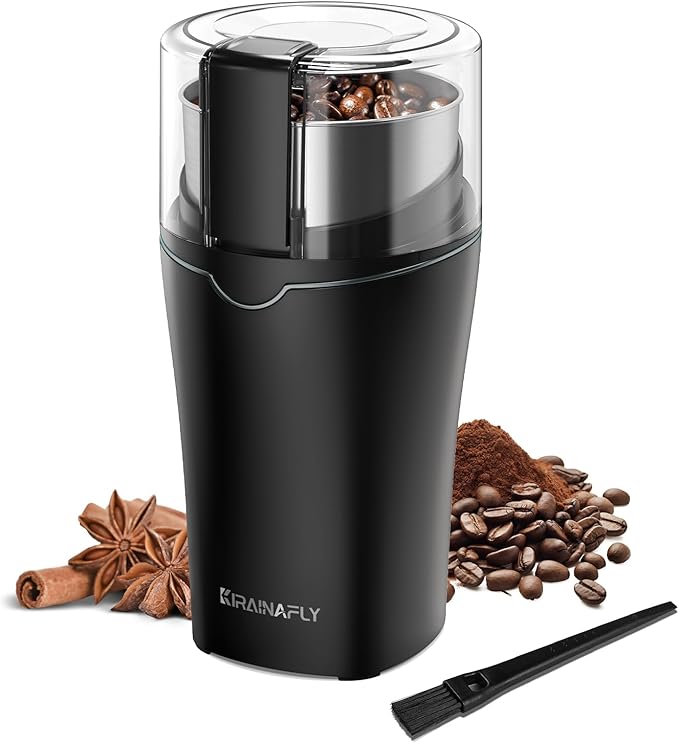 Coffee and Spice Grinder, Espresso Grinder for Home Use, Stainless Steel Blade and Removable Cup, Multi-functional for Coffee Beans, Spices and More,Gray