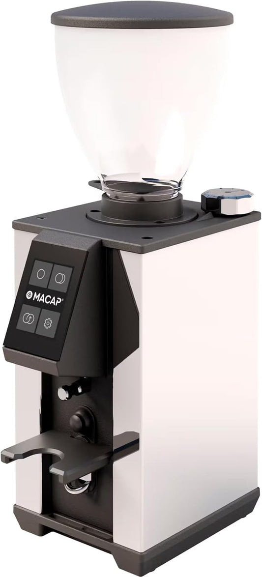 LEO 55 Touch Burr Coffee Grinder, Chrome – 55mm Flat Burrs, Compact & Quiet, Stepless Micrometric Adjustment, Precision Grinding, Home Espresso Machine Compatible, Touch Screen