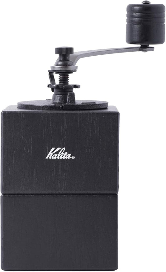 Kalita Coffee Grinder, Wooden Hand Grinder, Manual, Black, Cubic Mill, Antique Coffee Grinder, Small, Outdoor, Camping, Adjustable Grind with Lid #42165