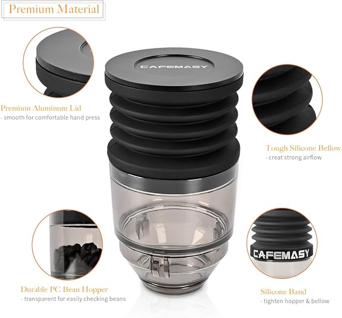 CAFEMASY Clear Single Dose Hopper and Silicone Bellow Compatible with Mahlkonig EK43 Coffee Grinder Cleaning Tool