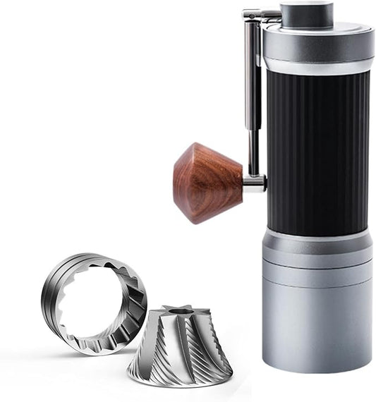 Manual Coffee Grinder with 7-Star Stainless Steel Burr, 36 Adjustable Grind Settings, Foldable Handle, Portable Hand Espresso Grinder, Non-Slip Grip, Durable Body, 30g Capacity (Gray)