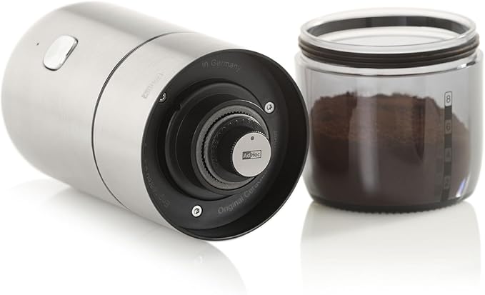 AdHoc Electric Coffee Grinder - Cordless & Rechargeable Grinder with Adjustable Settings - Compact Stainless Steel Coffee Tool for Espresso & Everyday Brewing