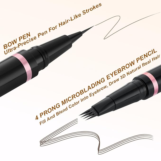 LAVONE Eyebrow Pencil Makeup Kit, with Waterproof 2-IN-1 Microblading Eyebrow Pen, Eyebrow Pomade, Eyeliner and Dual-ended Eyebrow Brush, Brow Pencil Kit for Natural Eyebrows - Dark Brown