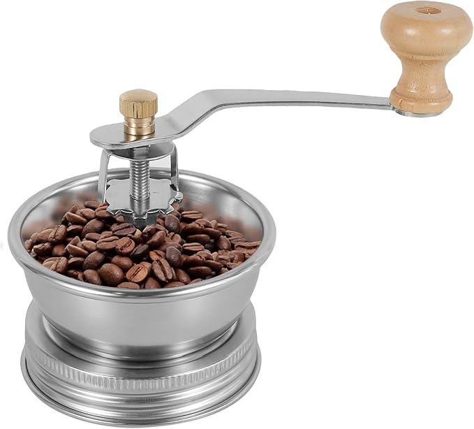 Mason Jar Coffee Grinder with Crank Handle, Manual Coffee Grinder Lid Attachment for Wide Mouth Mason Jars, Hand Coffee Bean Grinder, Stainless Steel Crank Burr Grinder (86mm)