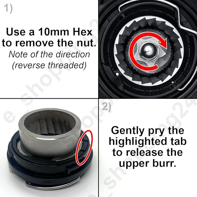 Upper & Lower Precision Fit Conical Burrs for Sage/Breville Barista Coffee Grinders – Compatible with Adjustable Burr Models Only (6 Point Burr)
