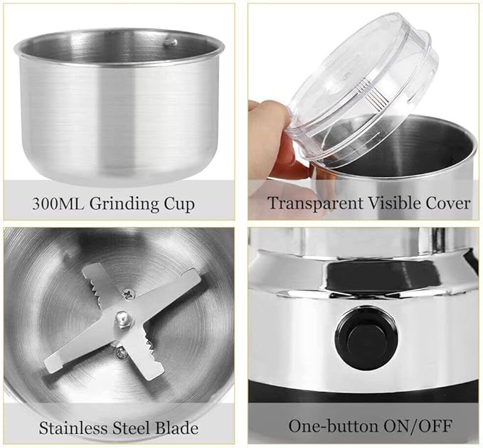 Mini Spice Coffee Grinder Electric 10s Fast Grinding Multifunction Smash Machine Portable Dry Grain Mill Grinder,Household Food Suitable Coffee Beans Grains Seasonings Spices