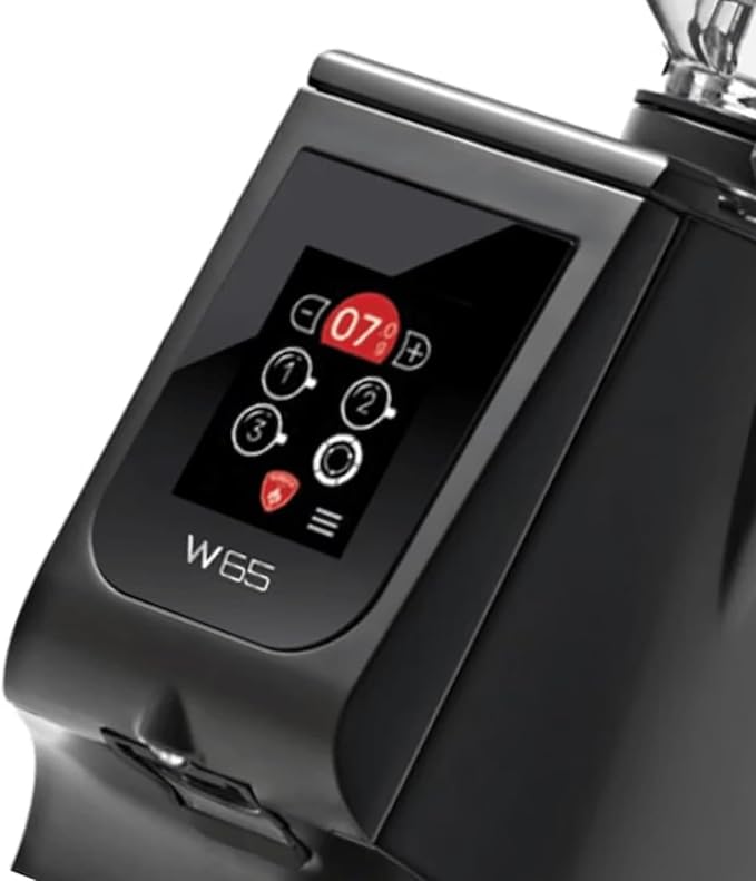 Eureka Atom W65 Grind-by-Weight Espresso Grinder | 65 mm Flat Burrs, Silent Technology, ACE Anti-Static System, Stepless Micrometric Adjustment, Touch Display & Hands-Free Fork