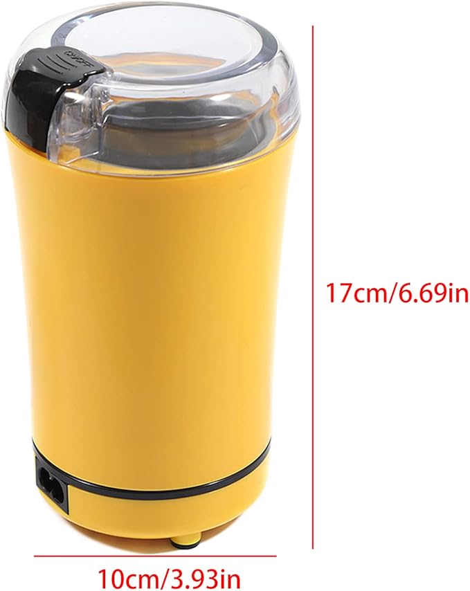 Electric Coffee Grinder, Powerful Spice Grinder Coffee Beans Grinder Coffee Mill Fresh Grind with Stainless Steel Blade, 50g Grinding Capacity, 150W 110V (Yellow)