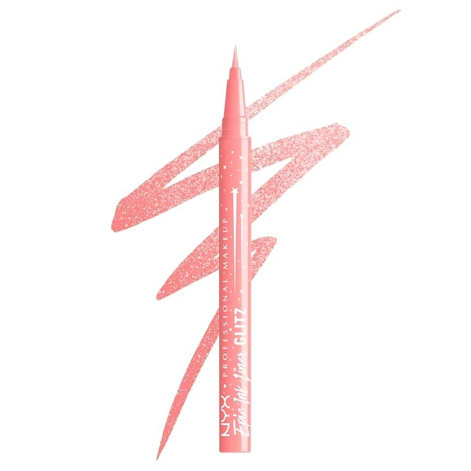 NYX PROFESSIONAL MAKEUP Epic Ink Glitz Liner, Waterproof Metallic Liquid Eyeliner with Vegan Formula - Bootcut Bling (Shimmer Bubblegum Pink)