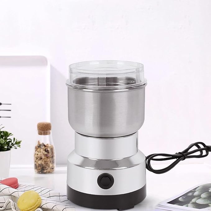 Stainless Steel Electric Coffee Grinder, Quiet Spice Grinder, One Touch Coffee Mill for Beans, Spices and More